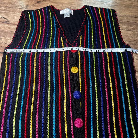 Vintage Colorful Striped Women's Sweater Vest Lisa International size M - Picture 4 of 6